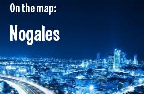 El mapa de Nogales, México: calles, casas y plazas.