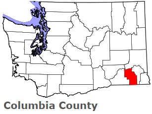 Columbia County on the map of Washington 2024. Cities, roads, borders ...