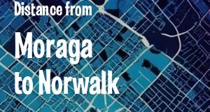 The distance from Moraga 
to Norwalk, California