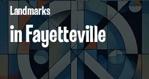 Landmarks in Fayetteville, Arkansas: map of famous places locations as of 2025.